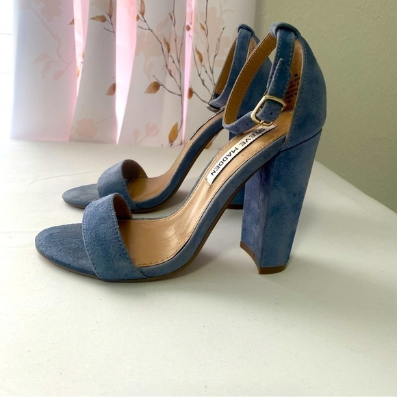 Steve Madden Women’s Suede Light Blue Block Heel Size 5M Business Casual EUC - Picture 2 of 7